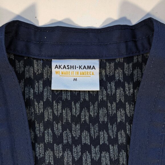 Akashi Kama Noragi Jacket Unisex Navy Blue Japanese Cotton MEDIUM Made In USA - Picture 3 of 12